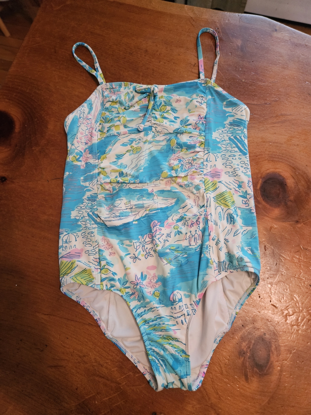 Lilly Pulitzer Girls' Aqua Floral One-Piece Swimsuit